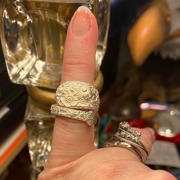 Vintage Alvin Sterling 1932 Bridal Bouquet Rose Silverware Ring - Picture 2 of 8